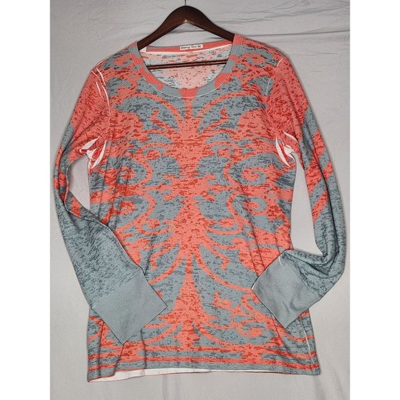 Whimsy Rose Tops - Whimsy Rose Women's Thermal T-Shirt Long Sleeve Knit Top Orang/ Gray Size XL